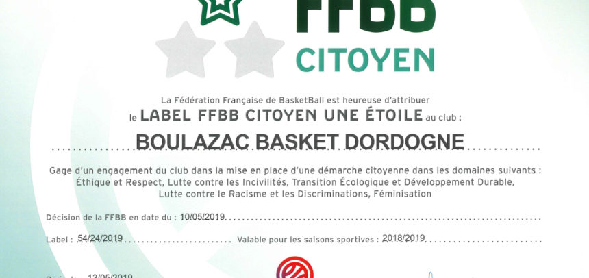 L’ASSO DÉCROCHE LE LABEL FFBB ECOCITOYEN.